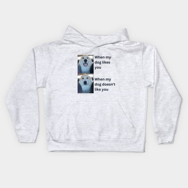 When my dog likes you vs when my dog doesn't Kids Hoodie by rford191